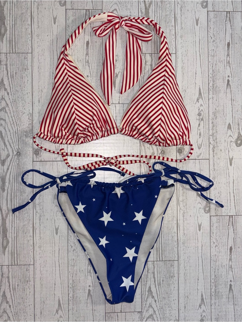Patriotic Bikini Set Size Small Stars & Stripes USA Swimwear No Boundaries